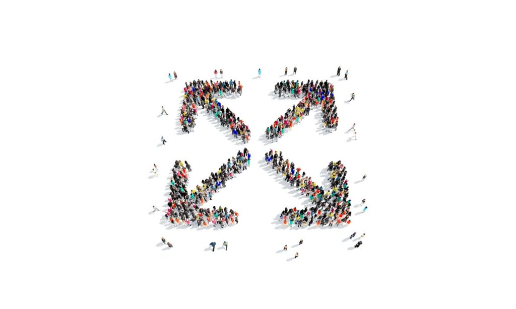 Circular arrows icon formed from many small figures