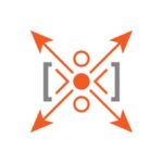 Abstract orange geometric arrows icon