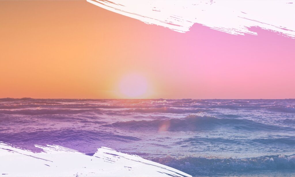 Beach sunset with pastel sky