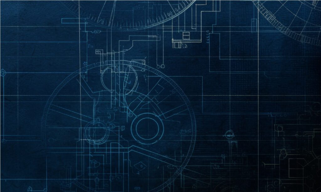 Blue technical schematic background with layered lines