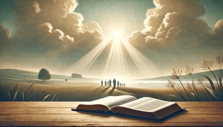 Illustration of open Bible with light shining down