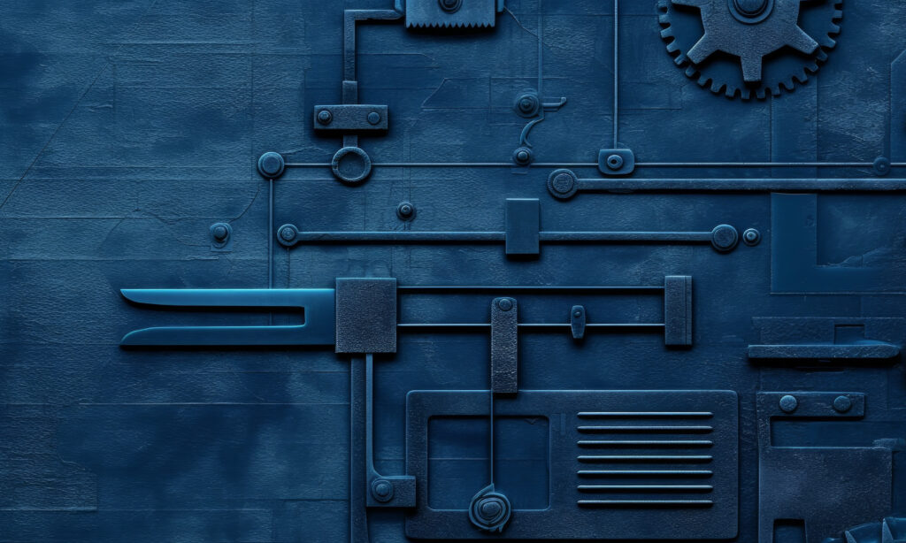 Blue mechanical schematic illustration labeled “James”