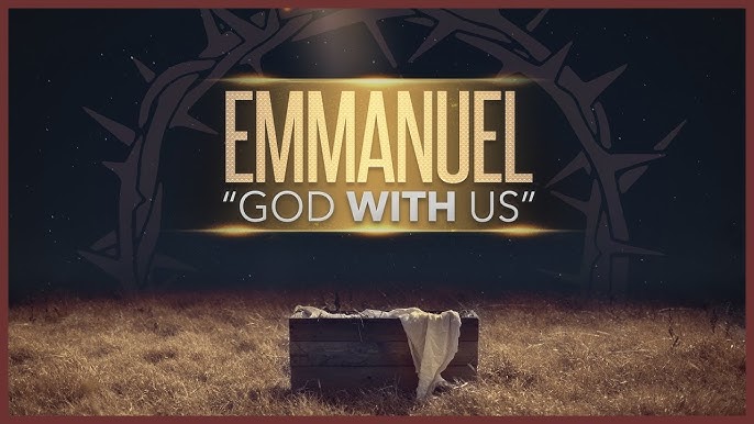 Graphic reading &ldquo;Emmanuel &ndash; God With Us&rdquo; with manger scene