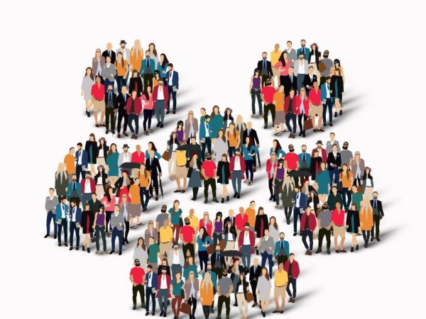People-shaped icon formed from many small figures