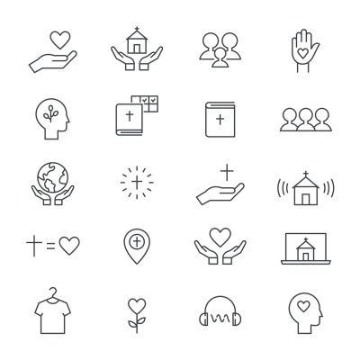 Minimal line icon set on light background