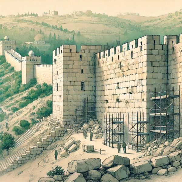 Illustration of ancient stone city or walls