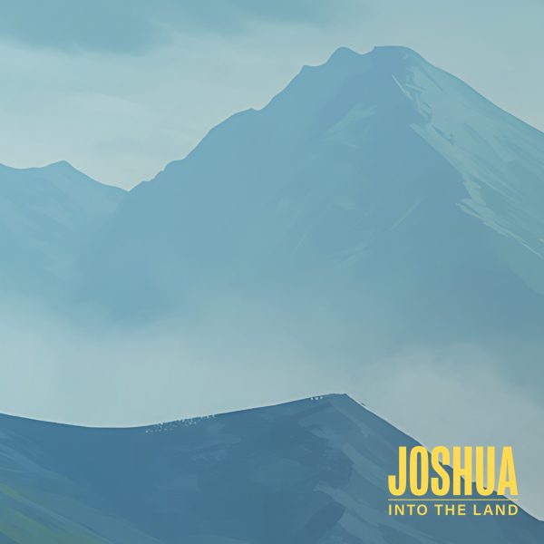 Blue illustrated mountain landscape labeled “Joshua”