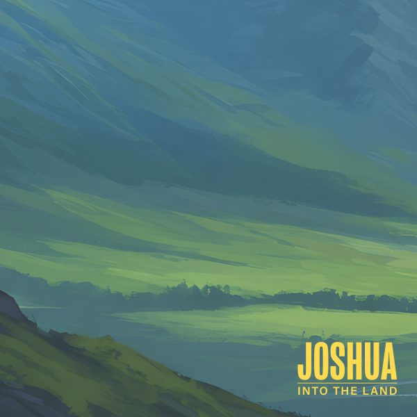 Green illustrated valley and hills labeled “Joshua”