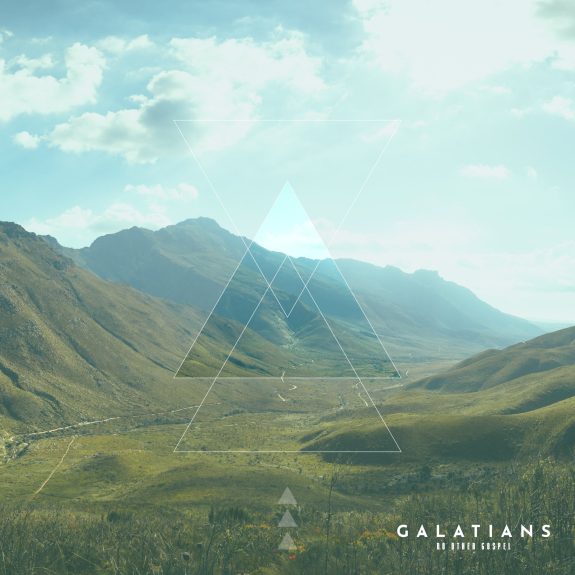 Mountainous landscape with a winding path, overlaid with geometric shapes, symbolizing spiritual growth and the teachings of Galatians, emphasizing emotional processing and the fruits of the Spirit.