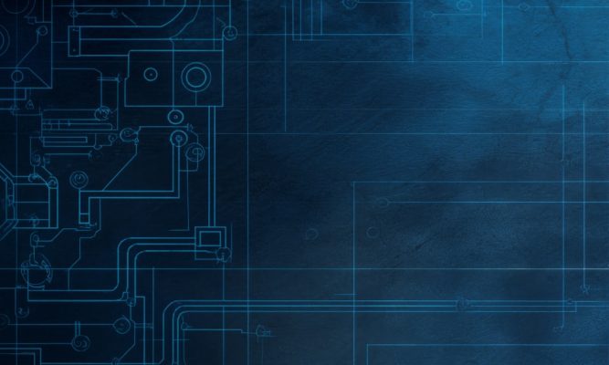 Abstract blue background featuring circuit-like patterns and lines, symbolizing connection and communication in the context of spiritual growth and listening as emphasized in the teachings of James.