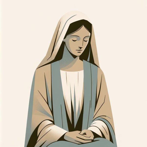 Illustration of a woman in prayer with head bowed